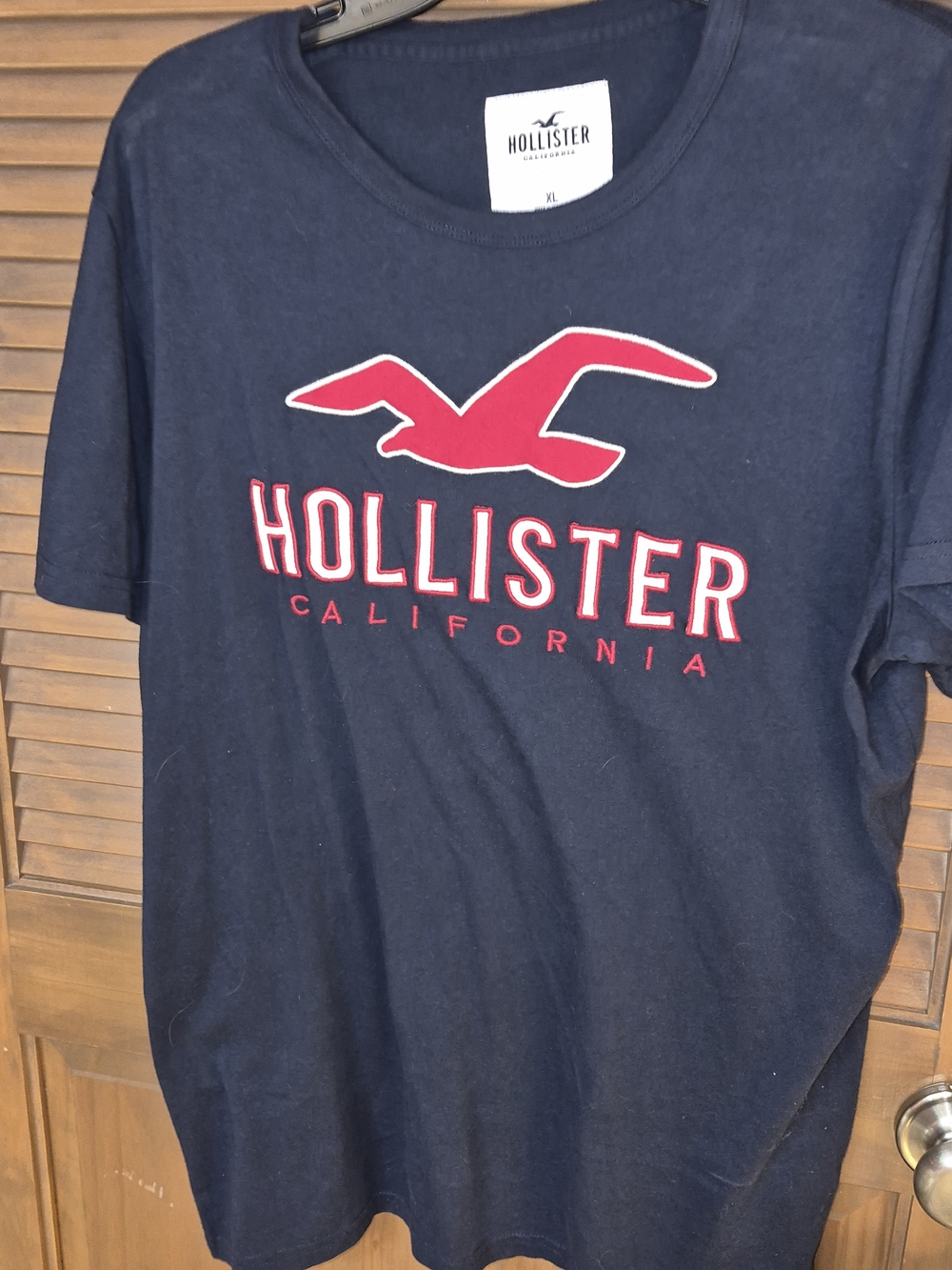 Hollister Navy Tee with Red Logo - Short Sleeve Kids
